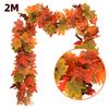 2M Simulated Autumn Maple Leaf Wreath Fake Plants Autumn Decoration Grape Vine Thanksgiving Halloween Wedding Decoration