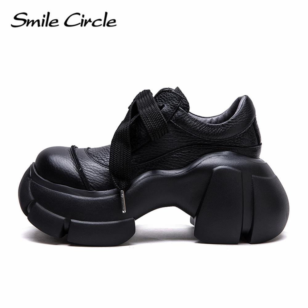 Женская повседневная обувь из натуральной кожи с круглым носком, увеличивающая рост, обувь на толстой подошве, модная удобная обувь на плоской подошве