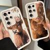 Чехол для телефона Samsung Galaxy S26 S25 Ultra S24 FE Милый чехол с шотландской коровой S23 Plus S22 + S21 S20 5G Мягкий силиконовый Funda