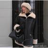 2023 Autumn/Winter Women's Fashion Cashmere Leather Jacket with Fur Collar