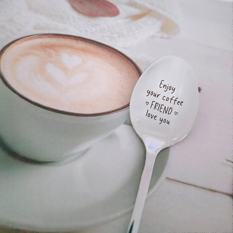 Coffee Gifts for Best Friends Spoon Gift for Women Girls Friendship Gifts for Best Friend Enjoy Your Coffee Friend Love You Spoon for BFF Bestie Tea