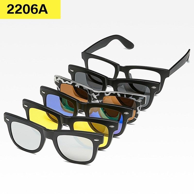 6 In 1 Custom Men Women Polarized Optical Magnetic Sunglasses Clip Magnet Clip On Sunglasses Polaroid Clip On Sun Glasses Frame