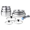 Cookware Set - Arthur Martin - AM8411 - 10 Pieces - Stainless Steel - Removable Handles