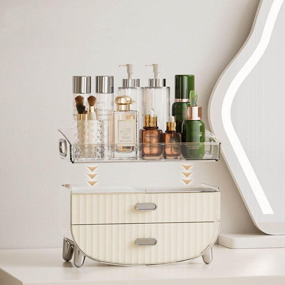 Large Capacity Cosmetic Storage Box Transparent Lipstick Storage Rack Makeup Organizer Bathroom