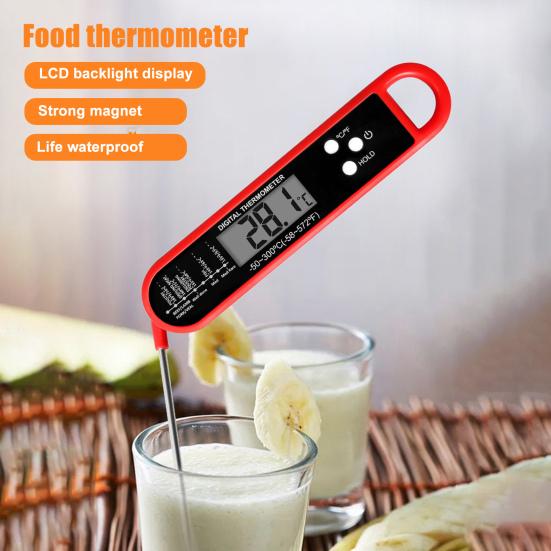 Food Thermometer Easy To Read Digital Meat Thermometer Waterproof Foldable Cooking Thermometer for Home Kitchen Adult Sex Wear