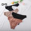 Women Underpants Low-waist Seamless Floral Lace Trim Silky Stretchable Panties Daily Wear Honeymoon Wedding Night Thong
