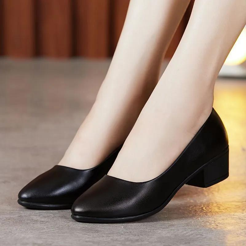 Sapatos Femininas Women Classic Round Toe Office Career Work High Heel Shoes Lady Cool Comfort Party Daily Shoes Ba423