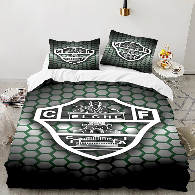 3PCS Football Elche Crest Design Bedding set,Ideal for1pc Duvet Cover And 2pcs Pillowcases Perfect for Christmas gift,Ideal for Bedroom, Dormitory