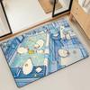 Fish Cat Cute Kawaii Door Mat Bath Microfiber Decorative Versatile Flannel Floor Mat Quick Dry Absorbent Non-slip Sole