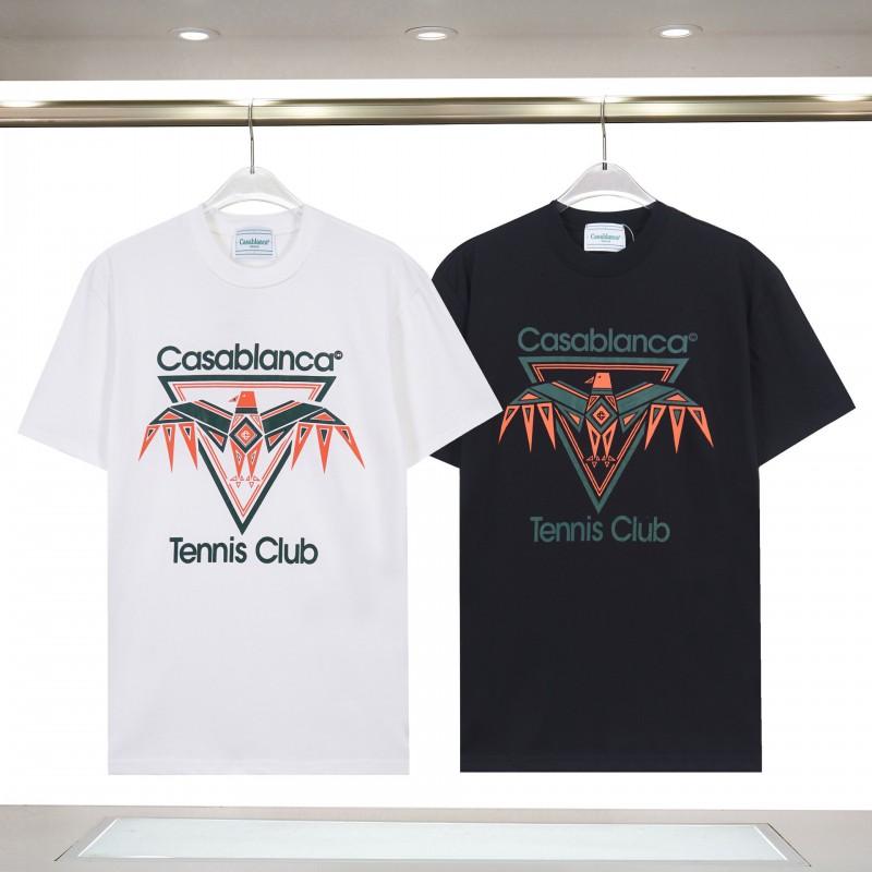 280g Double Yarn Cotton T-Shirt Couples Casablanca Castle Print Short Sleeve Round Neck Loose Fit