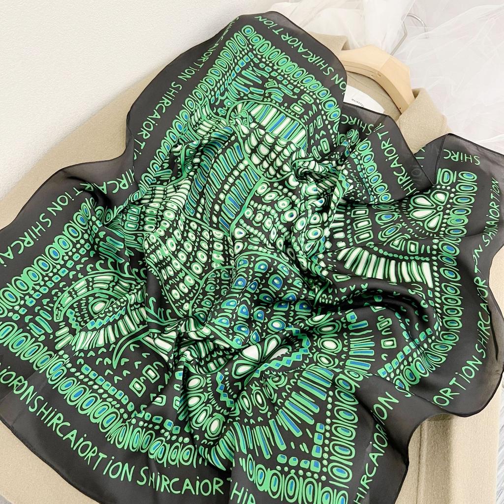 Small Square Scarf Letter Printed Silk Scarf Women's High Definition Thin Hair Tie Bags Tie Bags Commuting Career Accessories Neckerchiefs