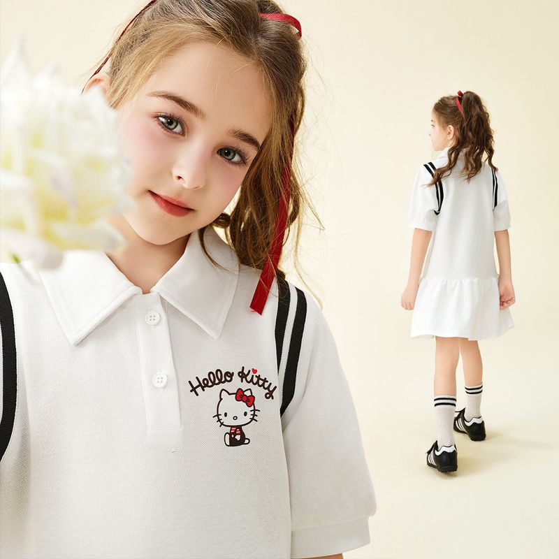 Hello Kitty 2024 Летнее Новое Модное и Повседневное Платье для Девочек