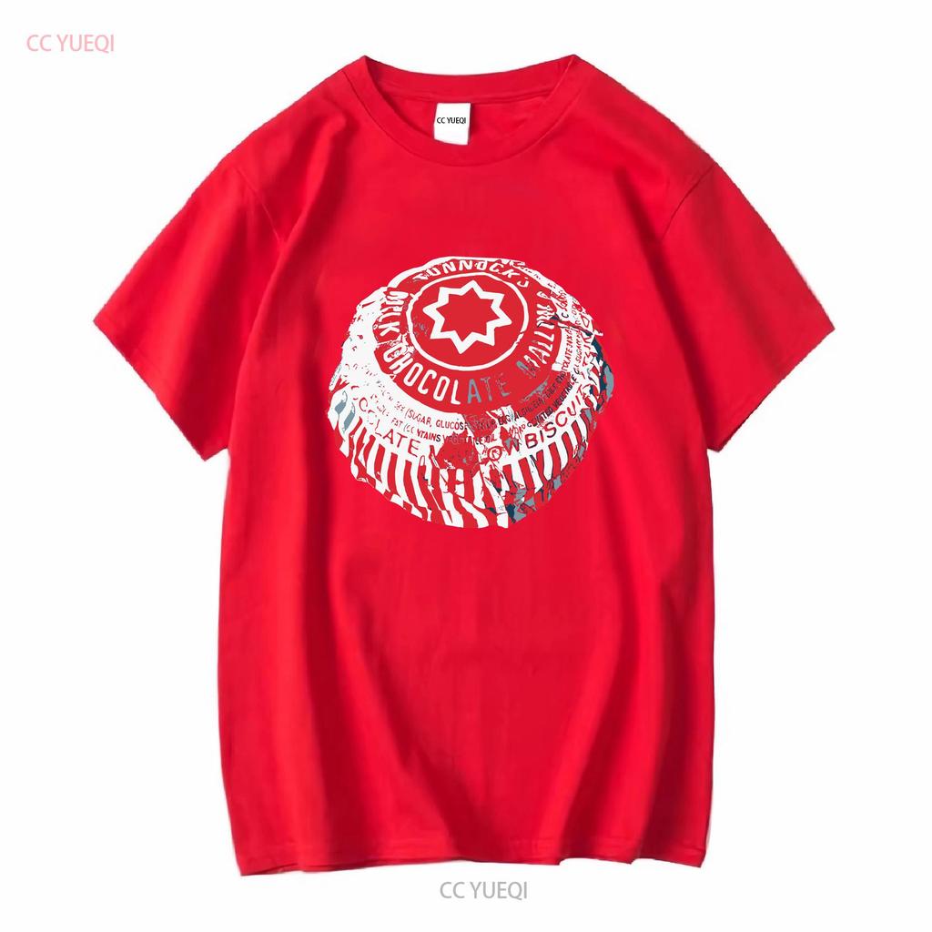 Tunnocks Tea Cake Pop Art White and Red Design T Shirt long or short sleeves vintage Washed designer clothes Comfortable