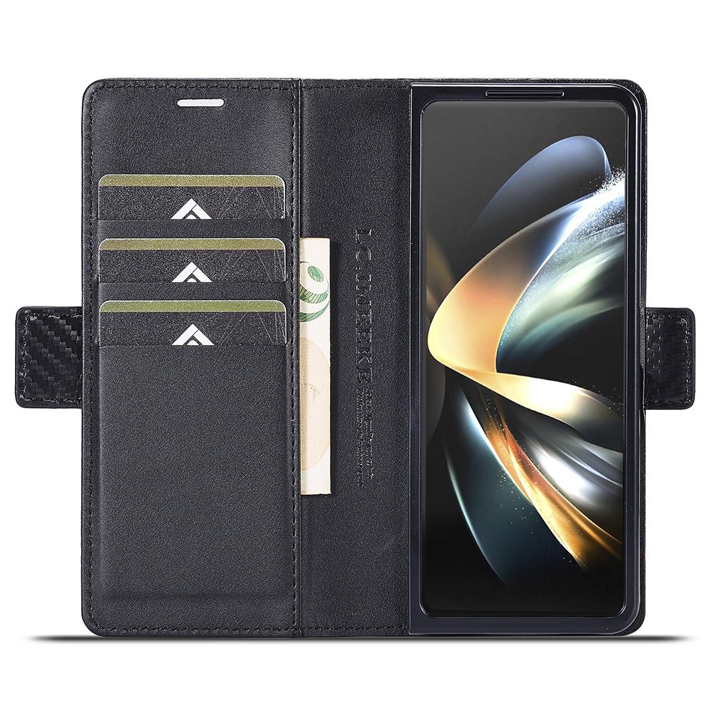 LC.IMEEKE For Samsung Galaxy Z Fold6 5G Case Carbon Fiber Texture Magnetic Closure Phone Cover