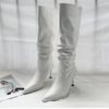 Модные зимние женские высокие сапоги Модные сапоги с острым носком и шпилькой Длинные сапоги Элегантные женские сапоги до колена Обувь Botas De Mujer