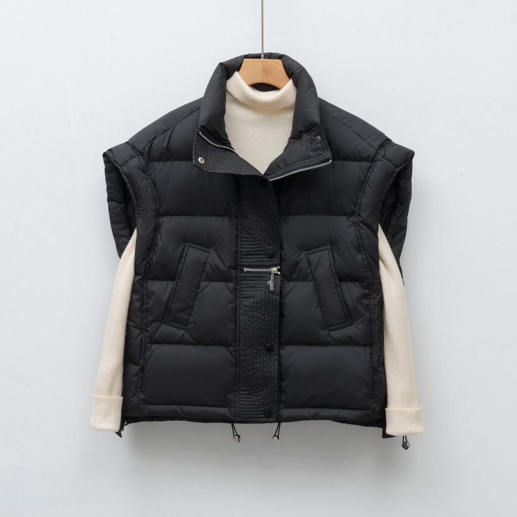 Пуховый жилет со стойкой, пуховый жилет без рукавов, женская толстая теплая универсальная куртка, тренд