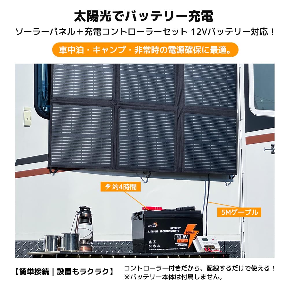 LVYUAN 200W Foldable Solar Panel for Lithium Iron Phosphate Solar and IP64 Waterproof and High Output Conversion Portable for Outdoor and Car Use