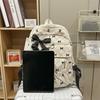 Вельветовый рюкзак большой вместимости с принтом бантика, студенческий школьный рюкзак
