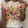 Elegant, Fashionable And Fresh Floral Print Summer Round Neck Women's Slim T-shirt Summer Casual Versatile Women's 2K Top