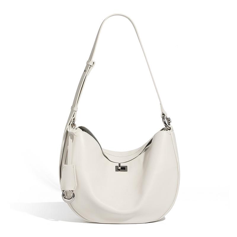 Осенняя новая кожаная сумка-полумесяц Нишевый дизайн Модная повседневная женская сумка через плечо Сумка-пельмень Подмышечная женская сумка