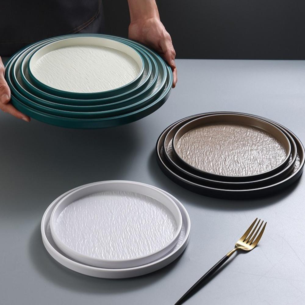 Melamine Western Food Plate Stone Grain Dessert Dishes Plate Simple Steak Plate Restaurant