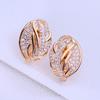 KNIKOO Leaf Clip Earrings For Women Fashion Cubic Zirconia Round Stud Earrings Jewelry For Wedding Party Gifts
