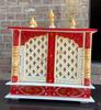 Embossed Painted Wood Mandir: Antique Finish Wall Shrine, Puja Ghar