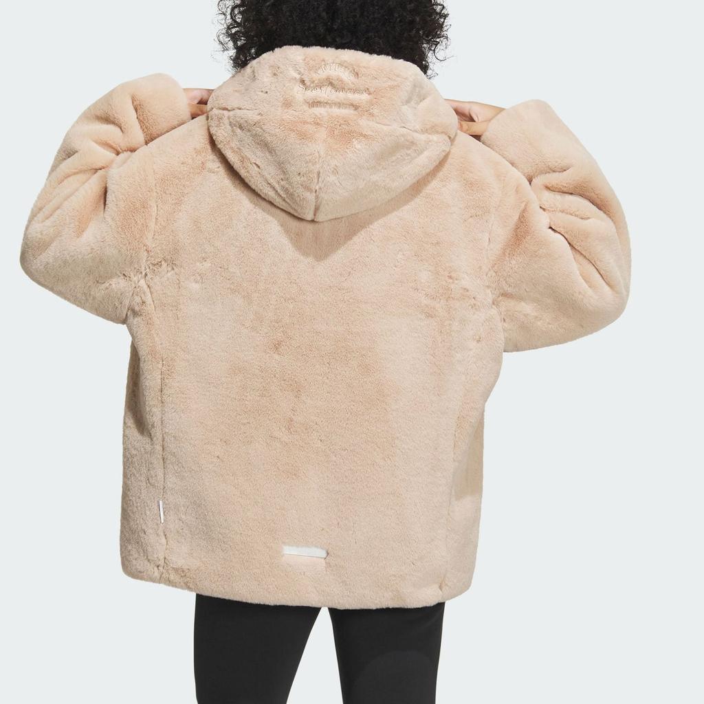 Adidas Сплошной цвет, спортивная свободная флисовая куртка с капюшоном, женская верхняя одежда, волшебный светло-коричневый IZ4564