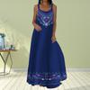 Women's Slip Dress Maxi Long Dress Blue Embroidered Flowers Print Dress Spring & Summer Leisure Vacation