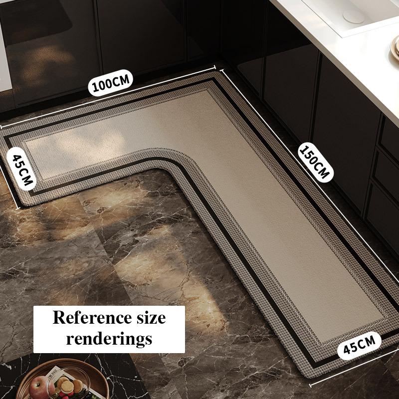 Кухонный коврик Водонепроницаемый Нескользящий Износостойкий Ковер L-образной формы Минималистичный Геометрические линии Коврики Домашний декор Коврик