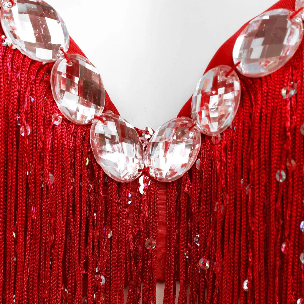 Женская одежда для танца живота для взрослых, Клубная одежда, бюстгальтер пуш-ап, латинский бюстгальтер с блестками, кисточками и стразами, топы, горячая вечеринка, клубный костюм для выступлений