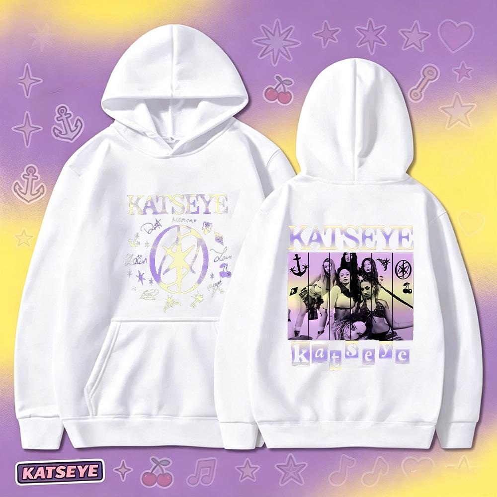 KATSEYE Printed Long Sleeve Hoodie Men Women Casual Pullover Fleece Sweatshirt Trendy Streetwear Top 60810-3