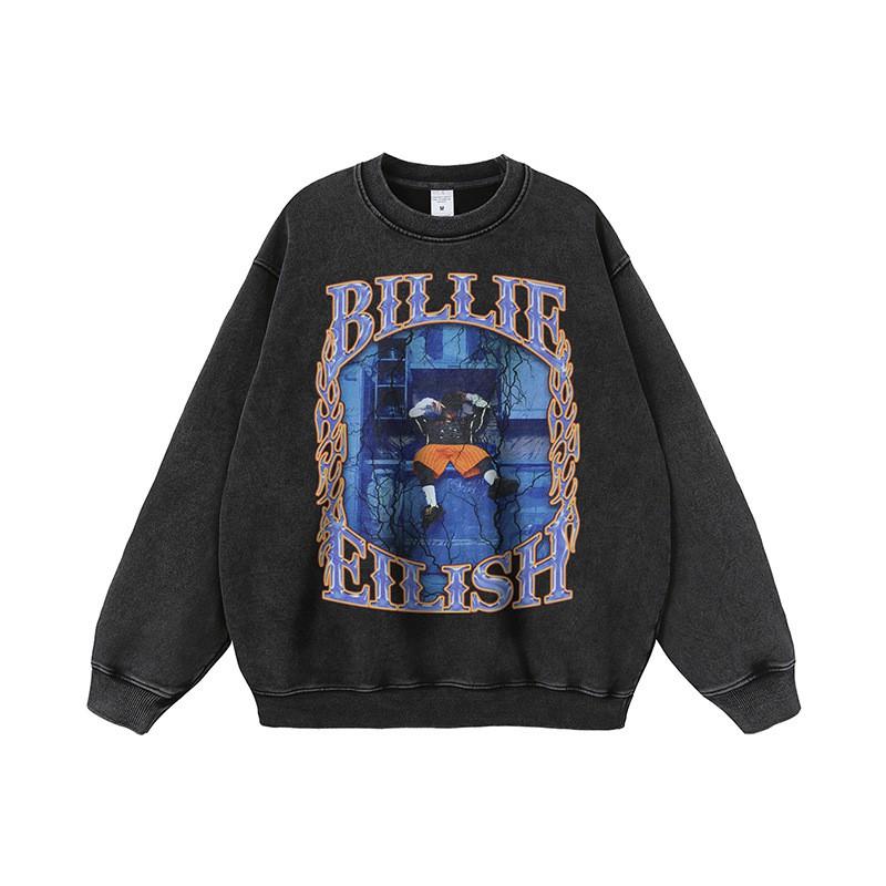 Oversized Cotton Hoodie Men Streetwear Long Sleeve Pullover With Print Heavyweight Washed Vintage Style Fall Winter