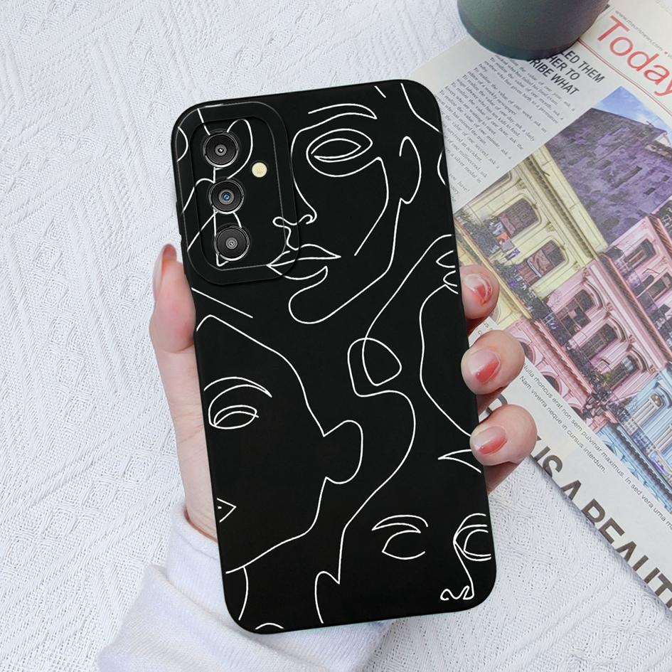 Phone Case For Samsung Galaxy M32 A32 A31 A51 A13 A14 A03 Camera Protection Soft Silicone Cover Art Sketch Fashion Cases For Samsung Fundas Bumper