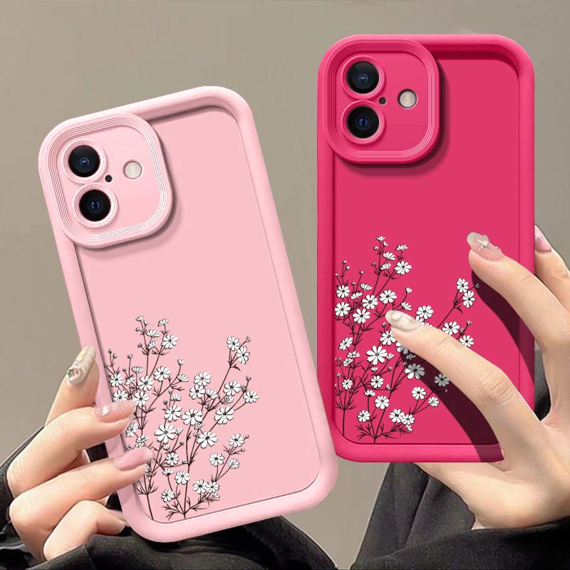 Candy Color Tpu Phone Case for iPhone 16 Pro 15 14 Plus 13 12 11 Pro Max Xs Xr 8 7 Shockproof Flower Pattern Soft Lens Protection Cover Funda
