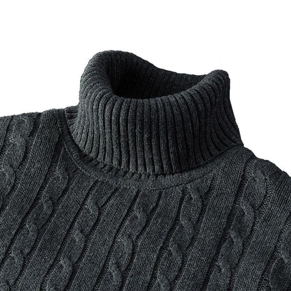 Men's Turtleneck Sweater Solid Color High Neck Pullover Knitted Sweaters Casual Elastic Sweatwear Mens Fall Winter