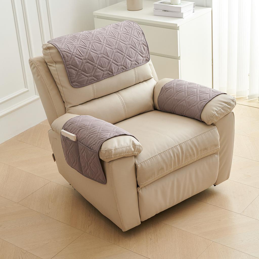 Sofa Armrest Towel Set 3 Pieces With Storage Pocket For Couch Chair Cushion Headrest And Armrest Cover Comfortable Soft Fabric Home Decor