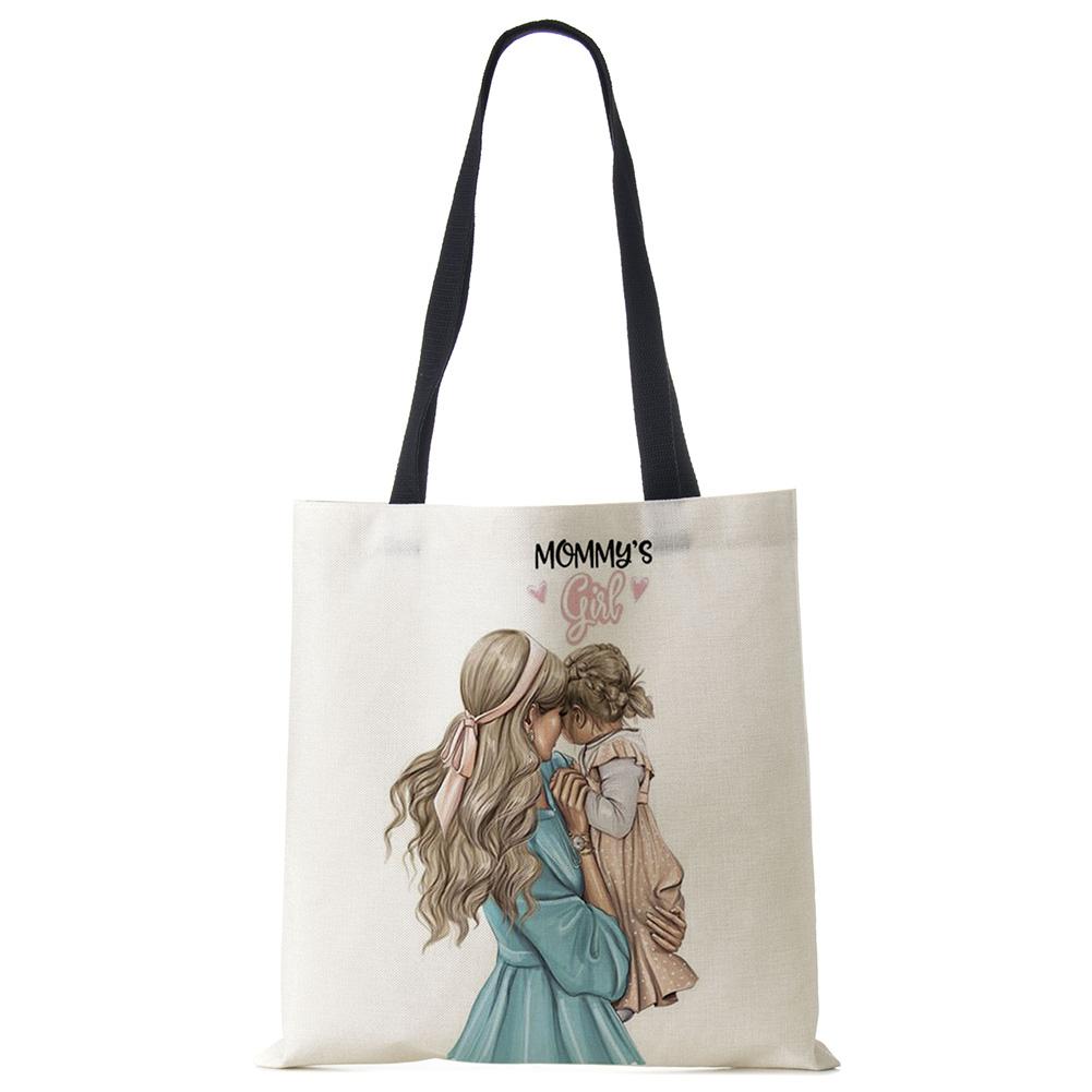 Милый мультфильм супер мама принт льняная большая сумка многоразовые сумки на плечо мама и ребенок складные женские повседневные сумки женские тканевые сумки