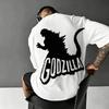 New 2026 American Retro Cotton Shortsleeved Tshirt With Godzilla Print Suitable For Both Unisex And Unisex Casual Street Style