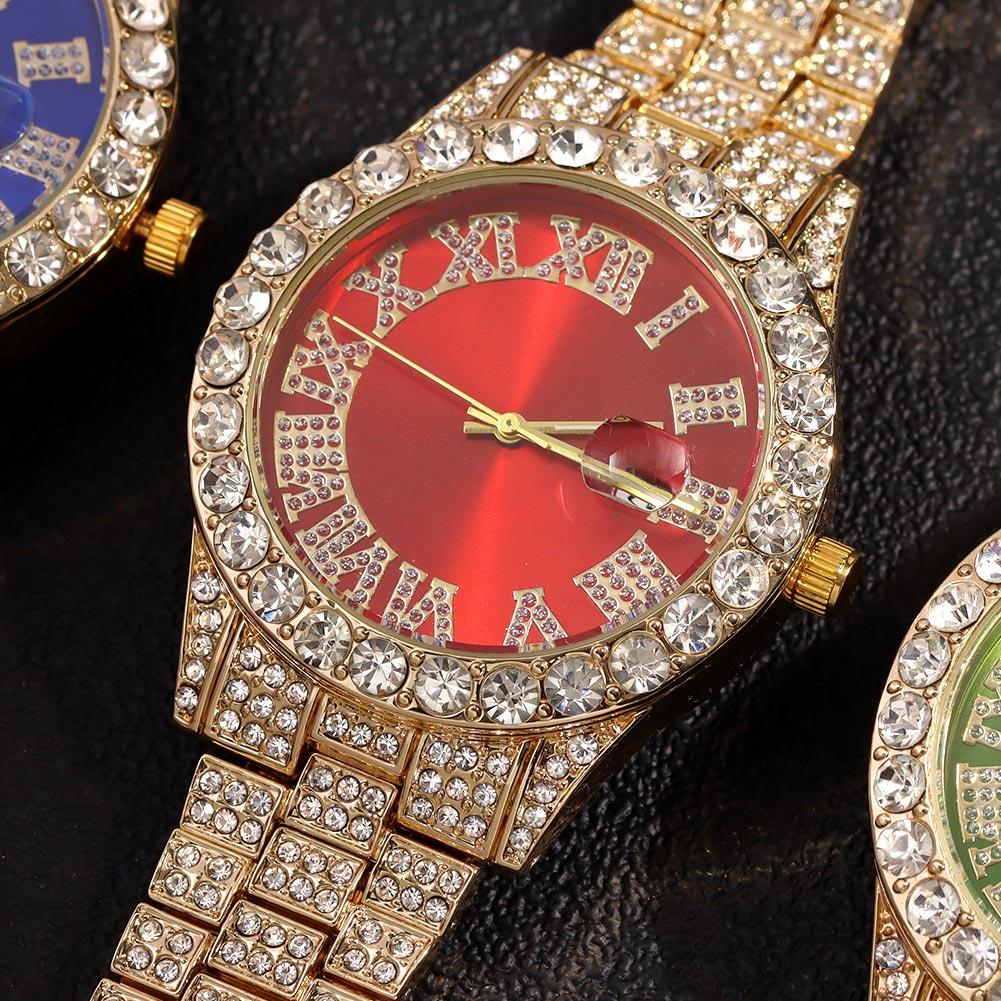 Ожерелье + часы + браслет Iced Out часы для мужчин хип-хоп 14 мм зубец кубинская цепочка рэпер кубинские ожерелья набор панк-вечеринка ювелирные изделия подарок