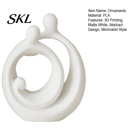 Minimalist Home Decor 3D Printed Abstract Holy Family Statue, White Circular Embracing Art Sculpture, Modern Entryway Decorative Accents Aesthetic for