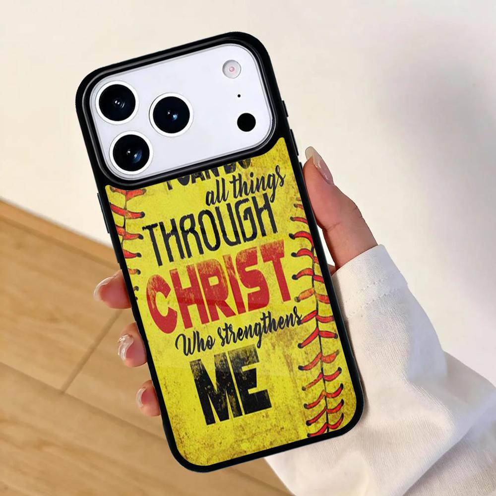 Softball baseball Christian Quote Phone Case For Apple iPhone 17 air 16 Pro Max 15 Pro Max 14 13 12 11 Mini Back Cover