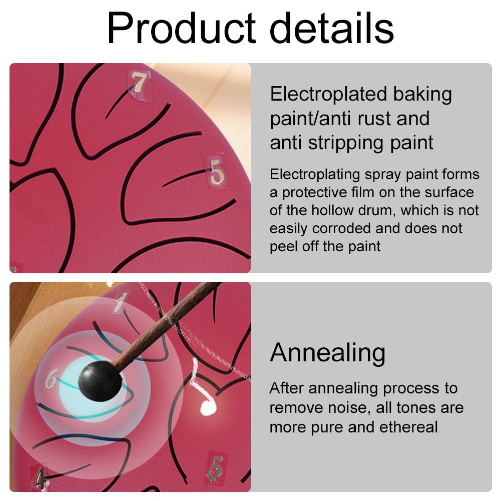 6-дюймовый 11-нотный стальной язычковый барабан с барабанными палочками, молоточками, медиаторами, ударными инструментами, барабаном Sound Healing, ручными барабанами