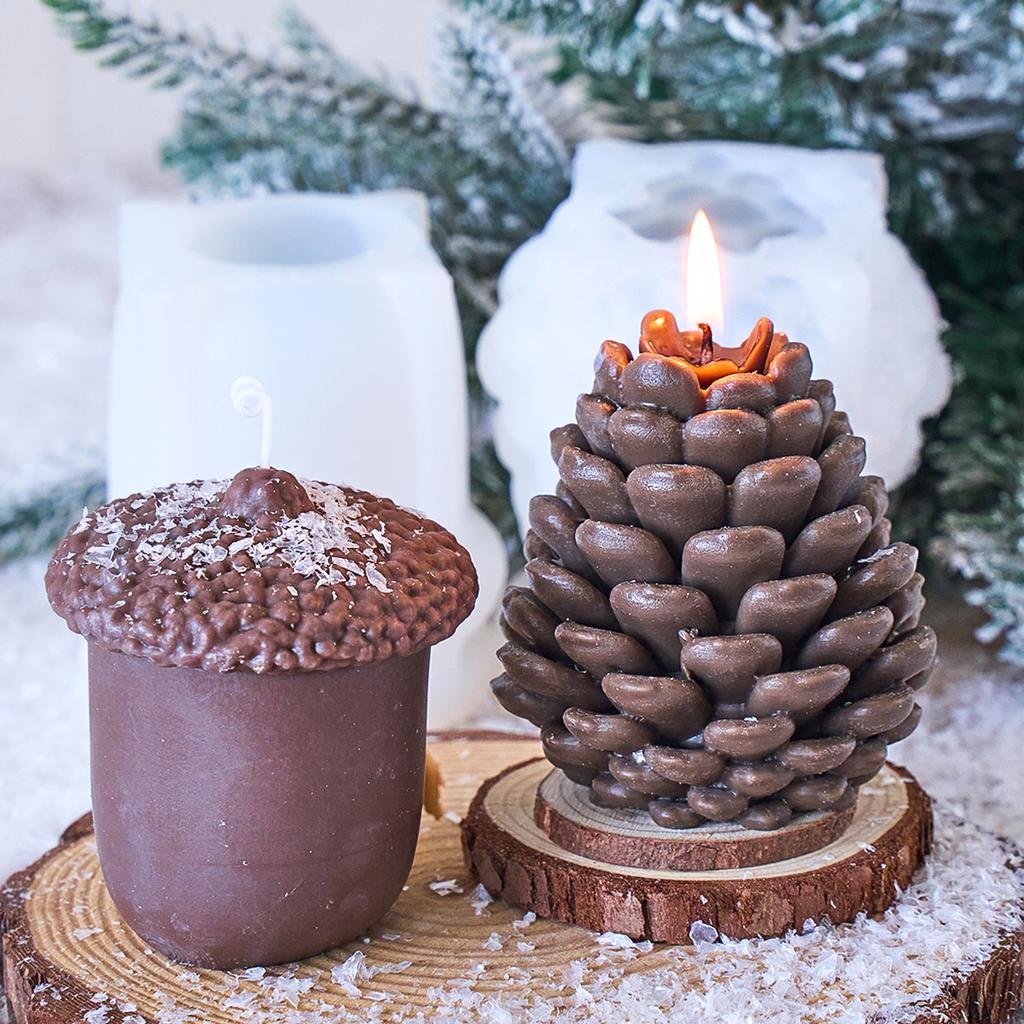 3D Форма для свечей из силикона в виде сосновой шишки DIY Рождественский Ornament Поделка Инструмент для изготовления подарков Мыло для ароматерапии Гипс Смола Формы Домашний Рождественский Декор