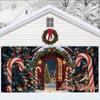 Large Christmas Garage Door Banner - Durable Polyester with Candy Cane Arch Design
