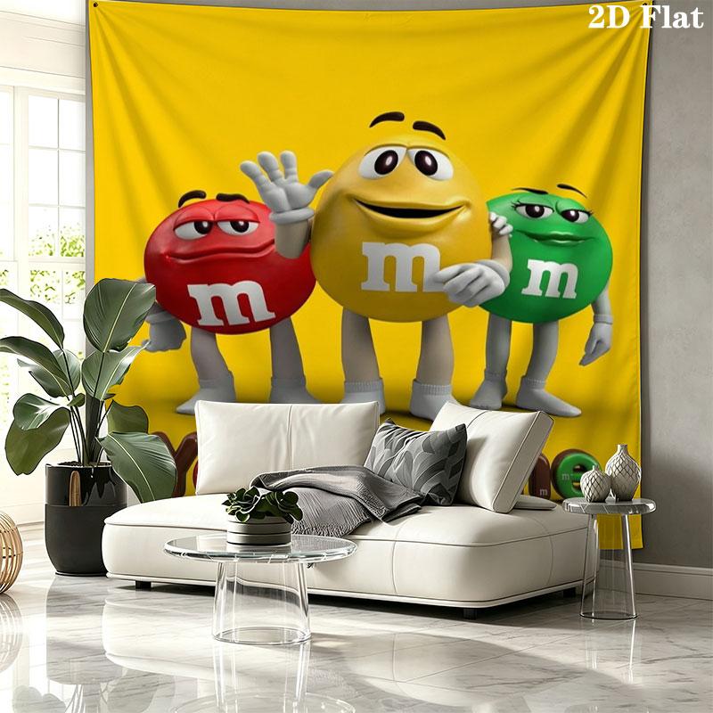 M&M's Custom Name Wall Tapestry Aesthetic Wall Hanging Printed Fabric Blanket Decorative Tapestries for Bedroom Living Room Home Decor