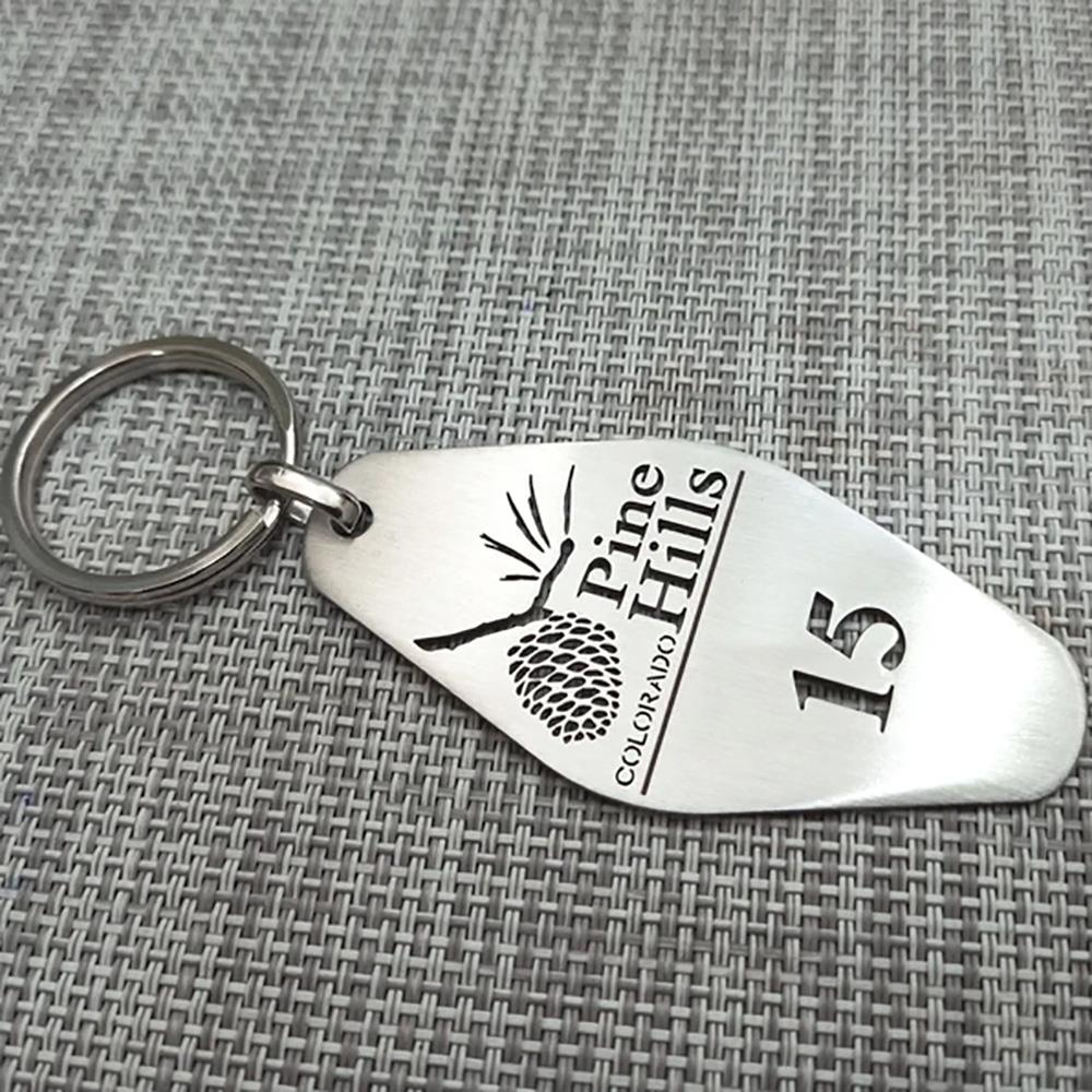Custom Hotel Metal Keychain Personalized Digital Hollow Stainless Steel Keyring Jewelry New