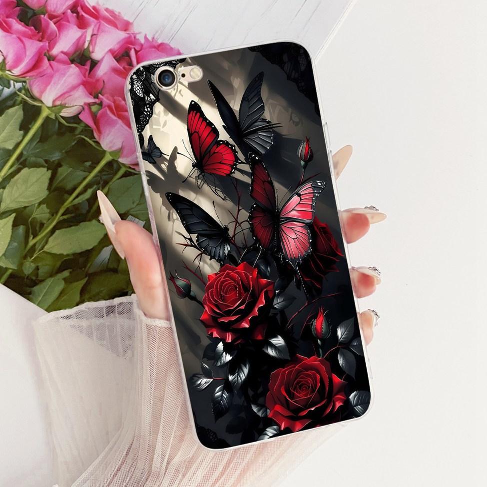Transparent Casing For iPhone 6s Phone Case For iPhone 6 Cover Luxury Fashion Butterfly Funny Cute Painted