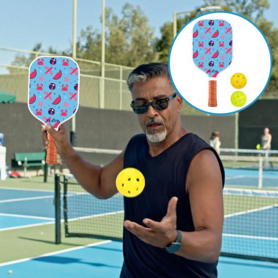 Набор для игры в пиклбол с ячеистым сердечником из стекловолокна и 4 мячами, эргономичная рукоятка