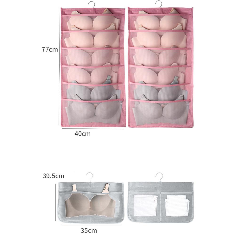 Сумка для хранения нижнего белья Подвесная сумка Настенный двусторонний шкаф для одежды Домашние носки Подвесная сумка для бюстгальтера
